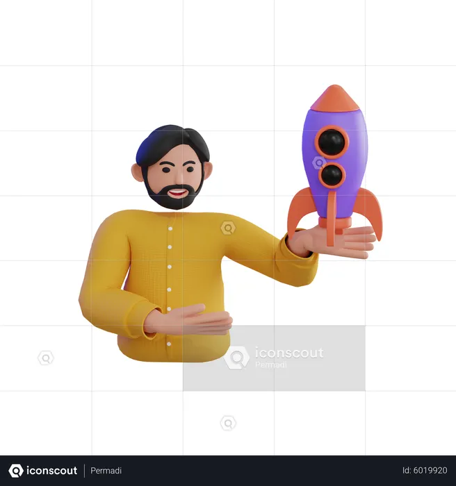 Man doing business startup  3D Icon