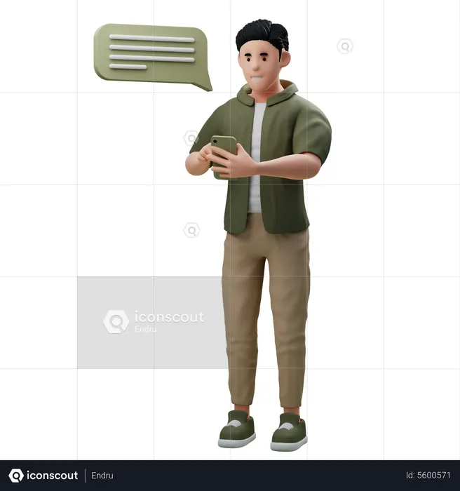 Man doing Chatting in smartphone  3D Illustration