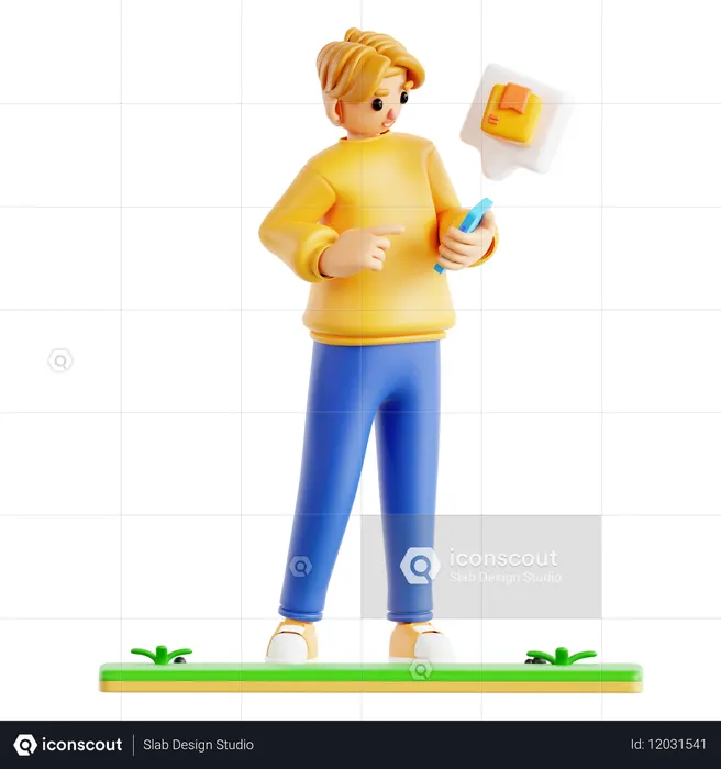 Man Doing Check Out Process On Mobile  3D Icon