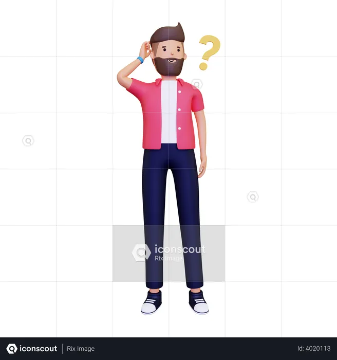 Man Doing Creative Think  3D Icon