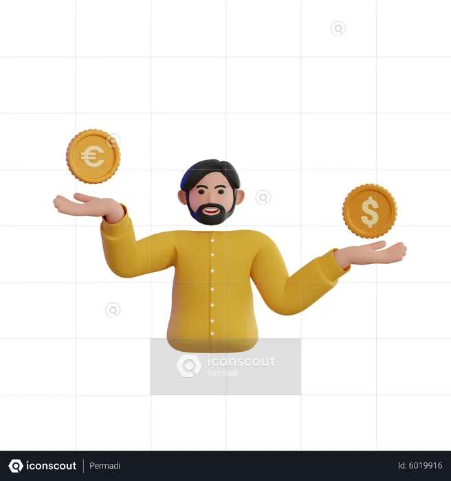 Man doing currency exchange  3D Icon