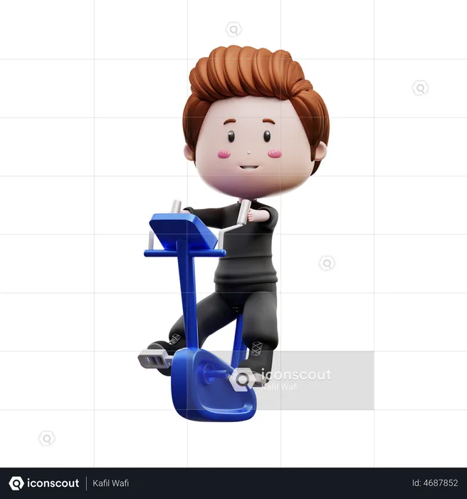 Man Doing Cycling In Gym  3D Illustration