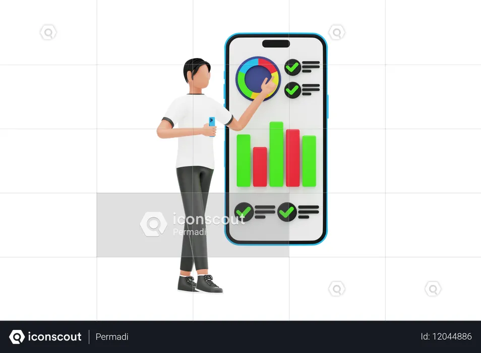 Man Doing Data Analytics  3D Illustration