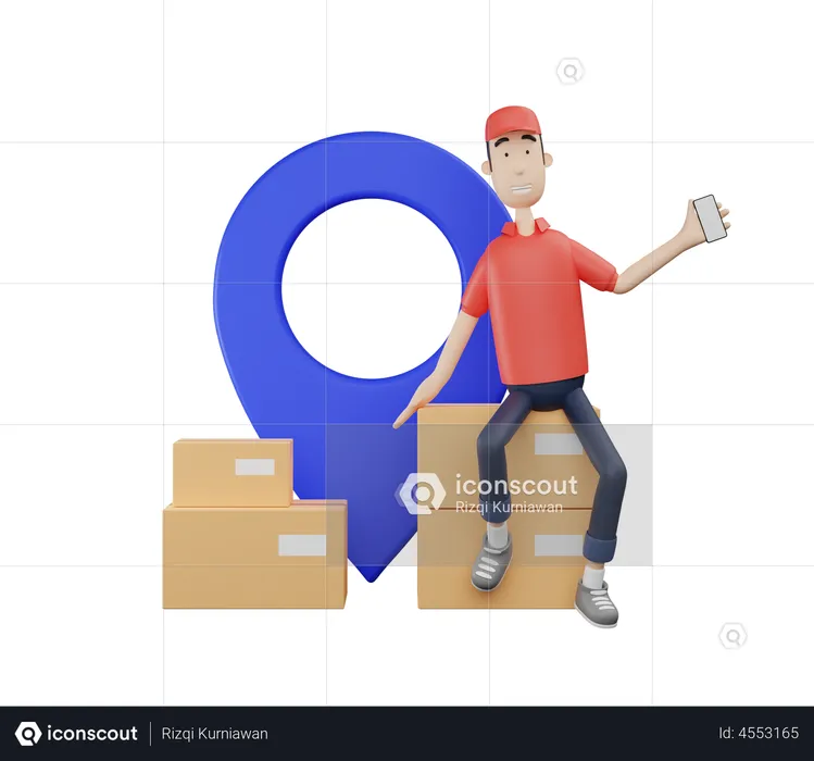 Man Doing delivery on location  3D Illustration