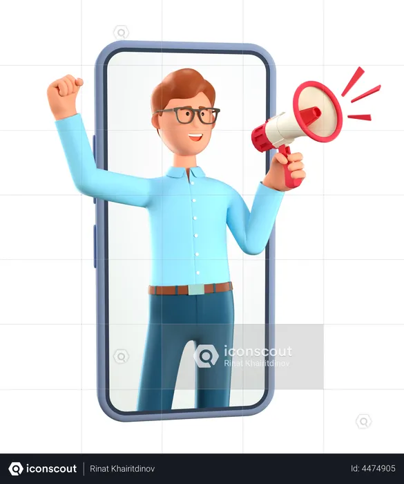 Man doing digital marketing  3D Illustration