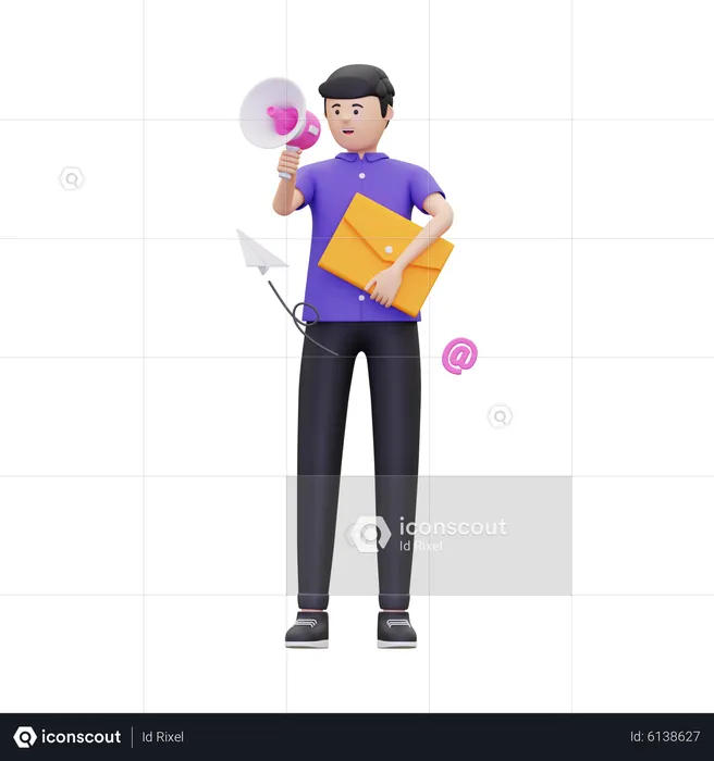 Man doing email marketing  3D Illustration