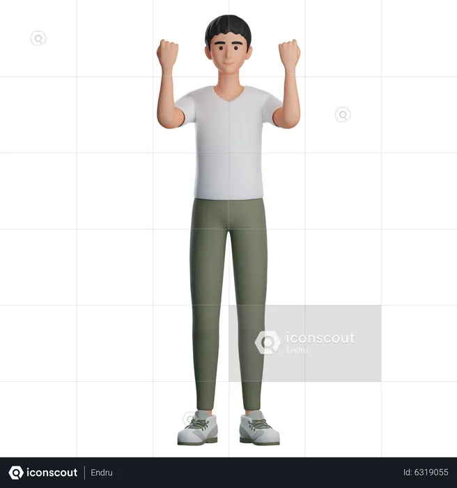 Man Doing Fight Gesture  3D Illustration