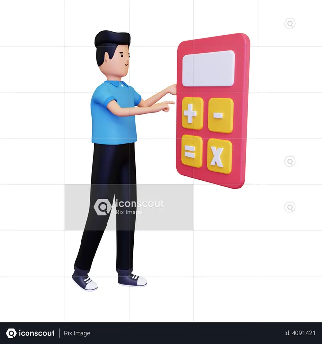 Man doing finance calculation with calculator  3D Illustration