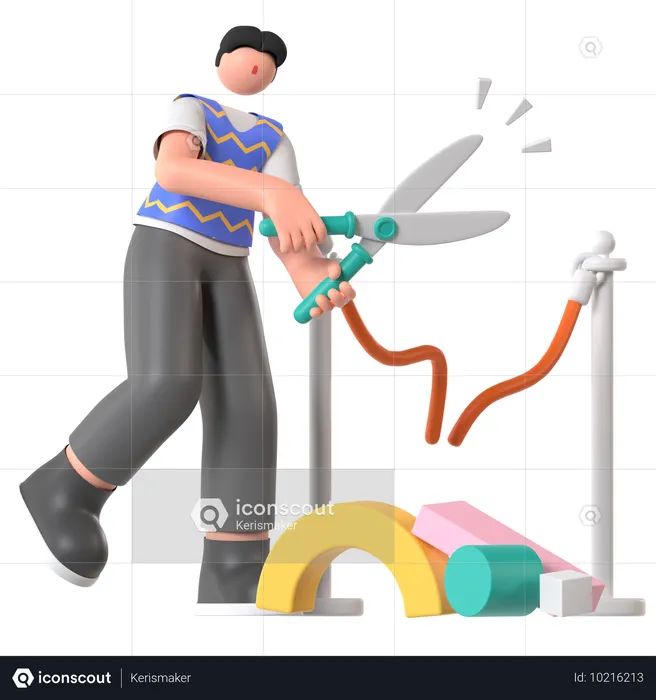 Man doing Grand Opening  3D Illustration