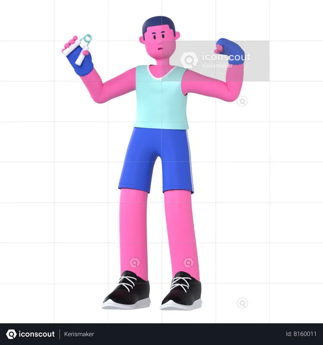 Man doing Hand Grip  3D Illustration