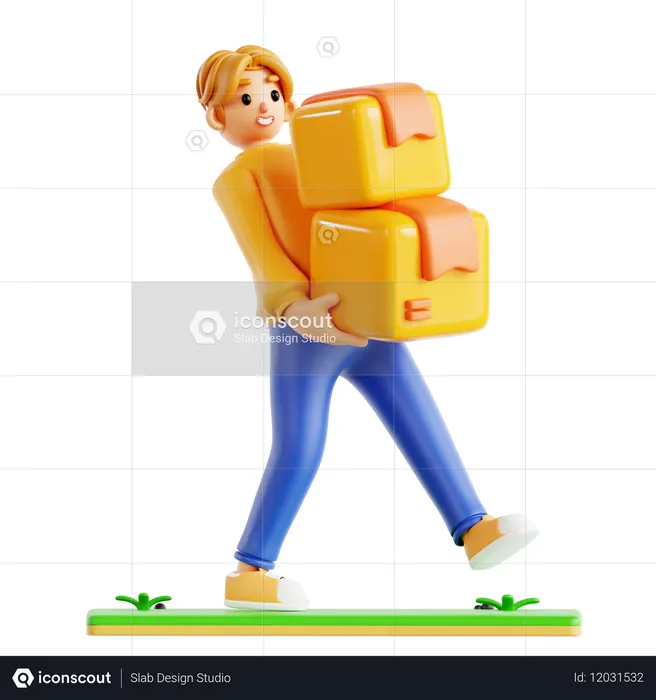 Man Doing Happy Shopping  3D Icon
