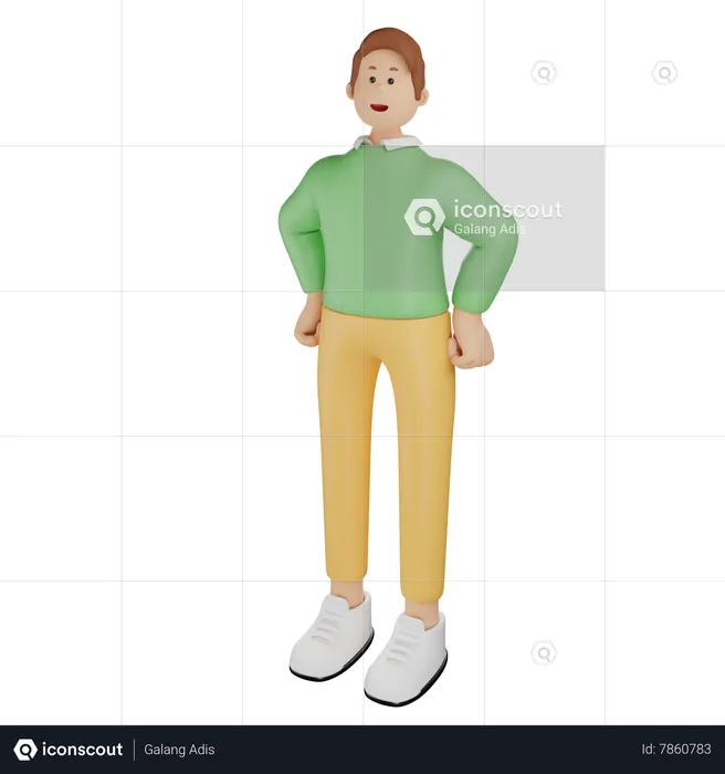 Man doing Hero Stance  3D Illustration