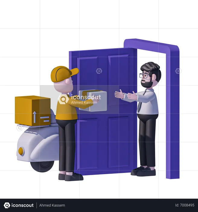 Man Doing Home Delivery Service  3D Icon