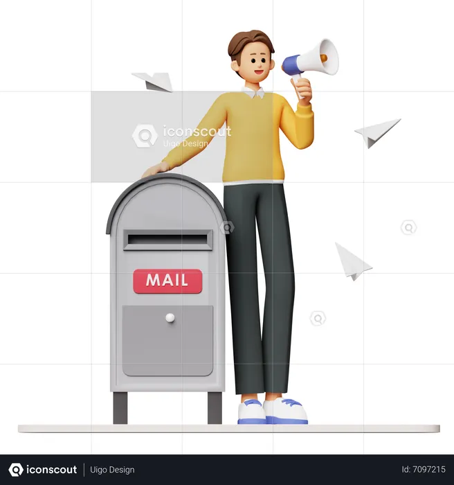 Man Doing Mail Marketing  3D Illustration