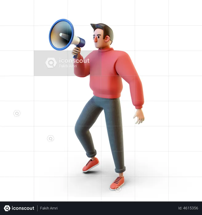 Man doing marketing  3D Illustration