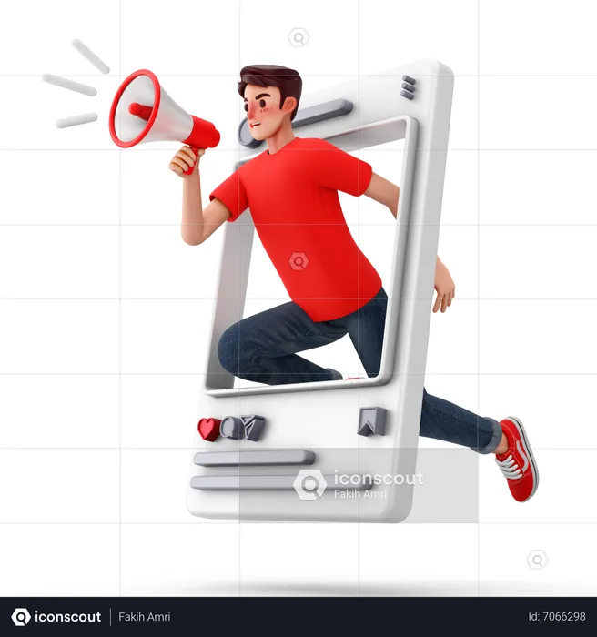 Man doing marketing on social media  3D Illustration