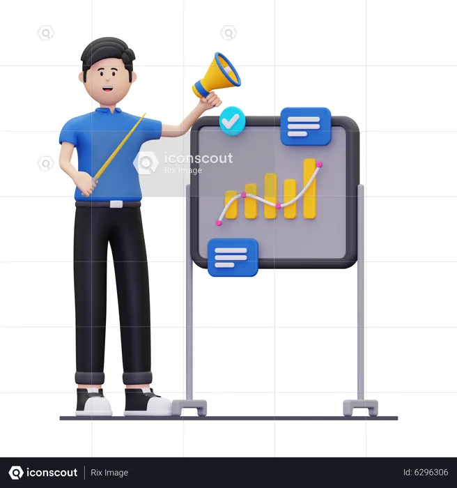 Man doing marketing presentation  3D Illustration