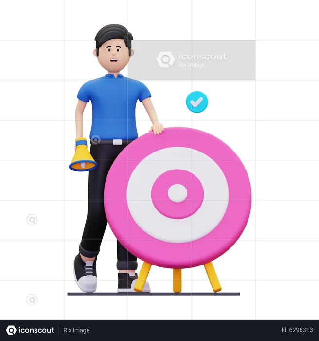 Man Doing Marketing target  3D Illustration