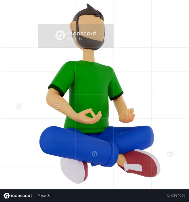 Man doing meditating  3D Illustration