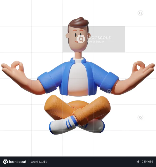 Man Doing Meditation  3D Illustration