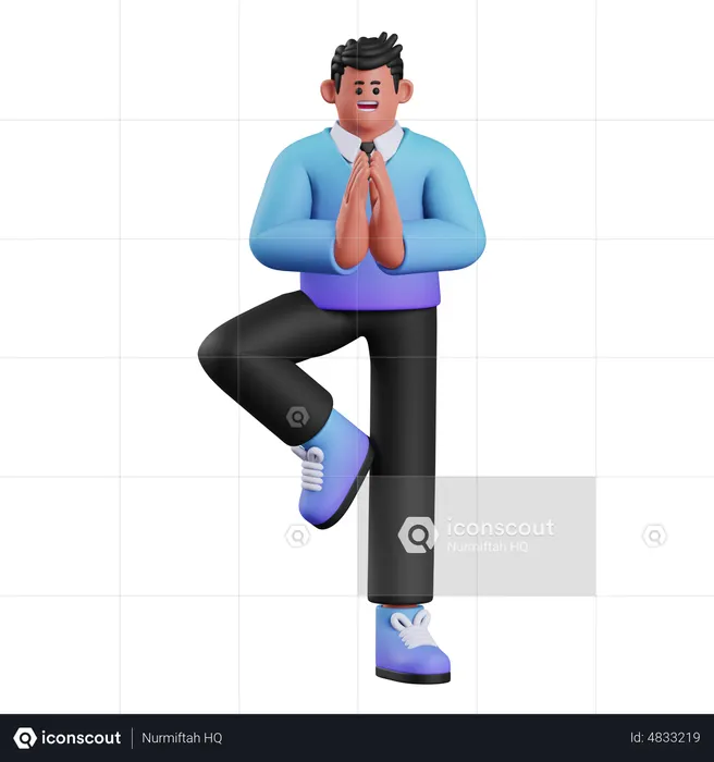Man Doing Meditation  3D Illustration