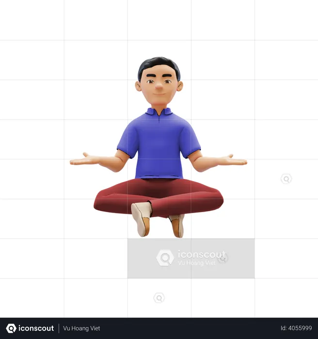 Man doing meditation  3D Illustration