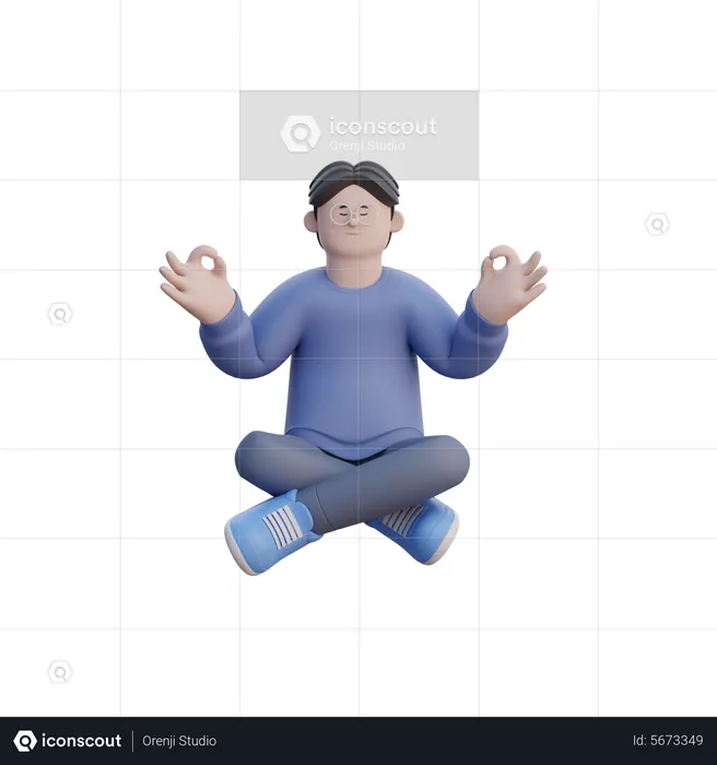 Man Doing Meditation  3D Illustration