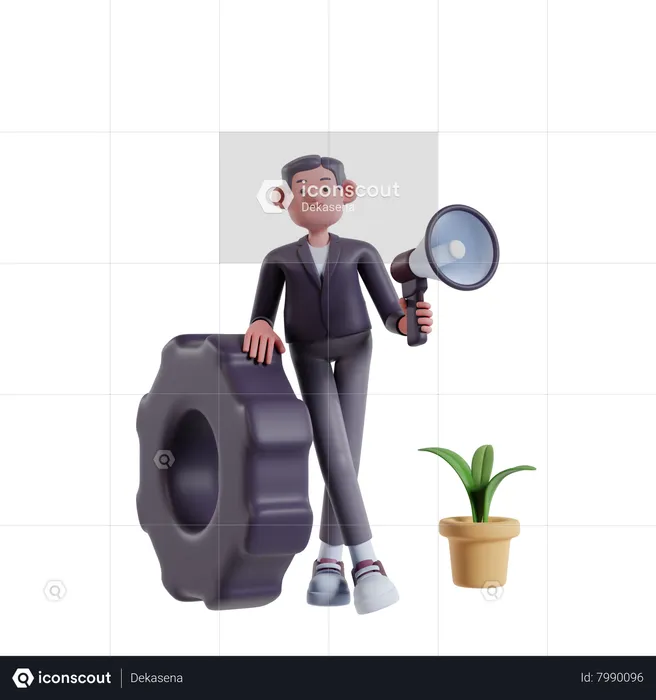 Man doing megaphone marketing  3D Illustration