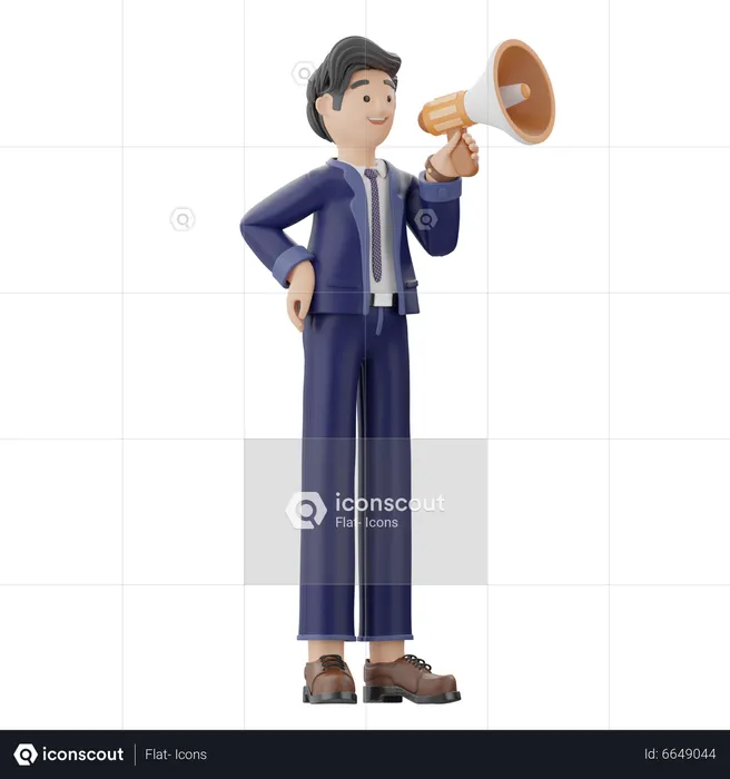 Man Doing Megaphone Marketing  3D Illustration