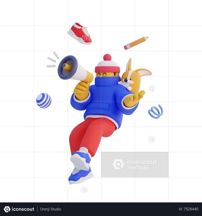Man doing megaphone marketing  3D Illustration