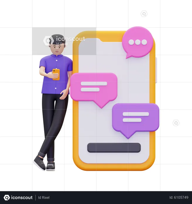 Man doing mobile chat  3D Illustration