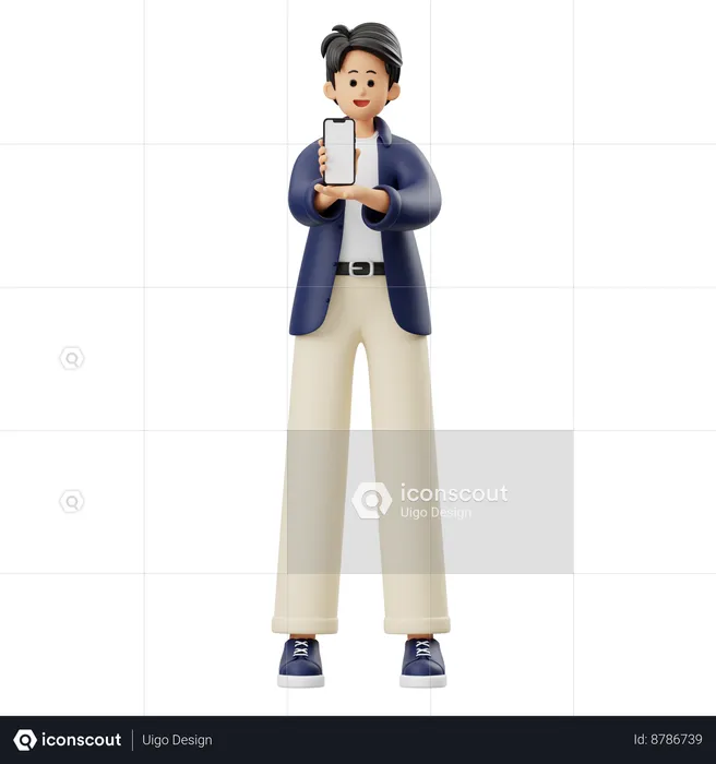 Man Doing Mobile Marketing  3D Illustration