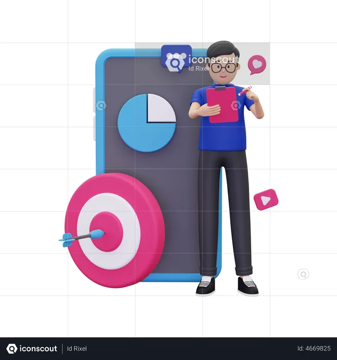 Man doing mobile marketing  3D Illustration