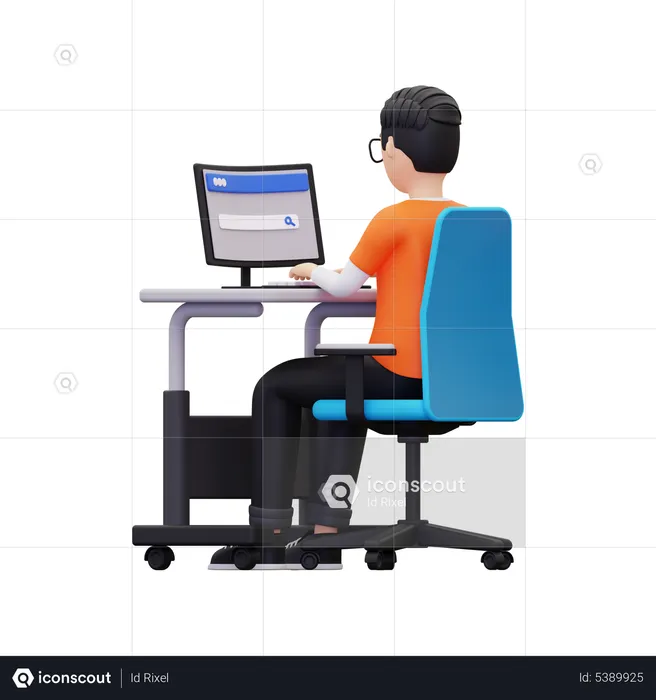 Man Doing online browsing  3D Illustration