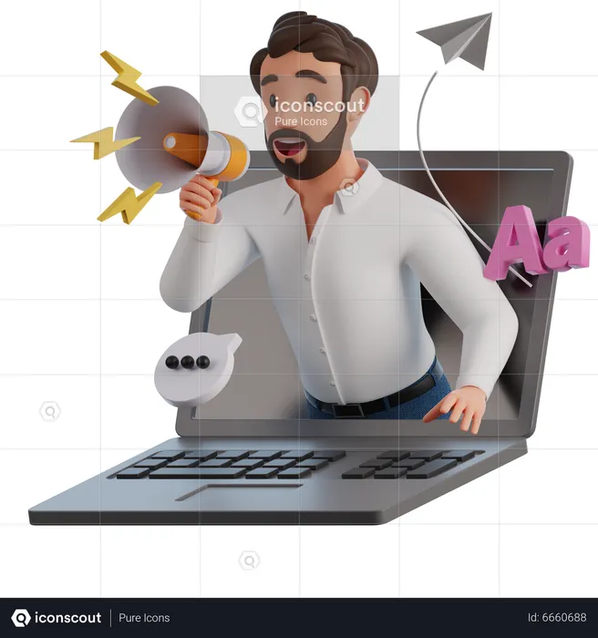 Man doing Online Business marketing  3D Illustration