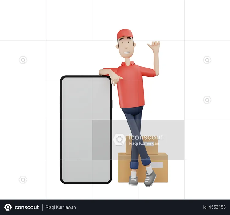 Man doing Online delivery  3D Illustration