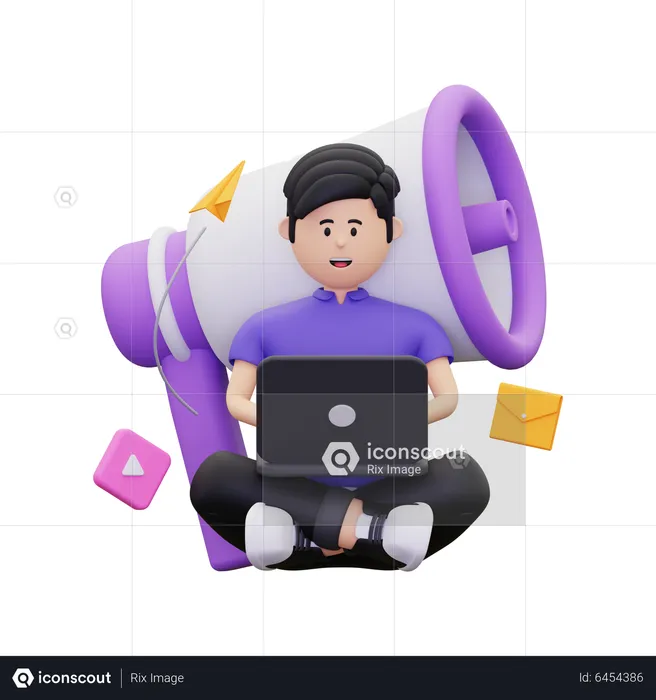 Man Doing Online Marketing  3D Illustration