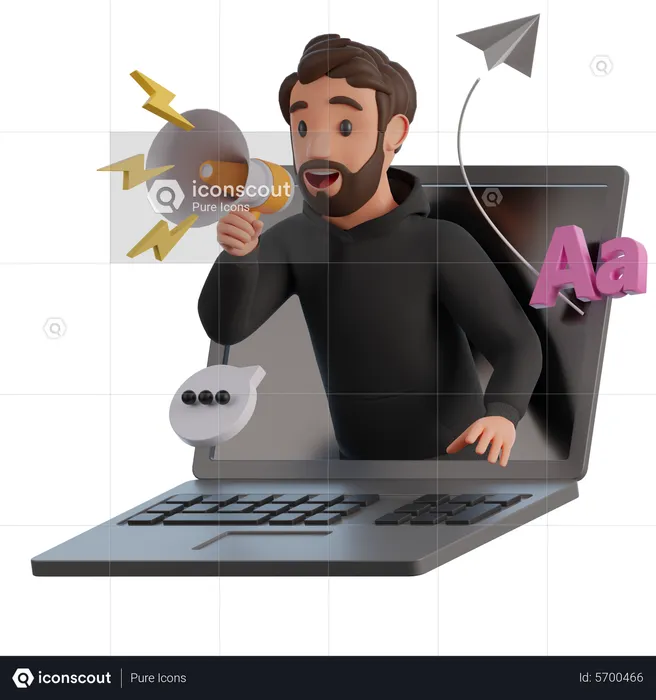 Man doing online marketing  3D Illustration