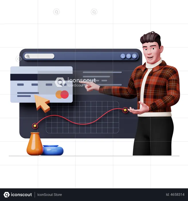 Man doing online payment  3D Illustration