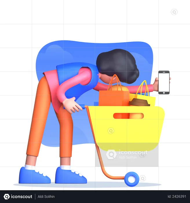 Man doing online shopping 3D Illustration