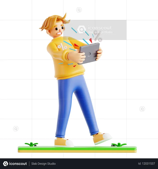Man Doing Online Shopping Using Buy Promo  3D Icon