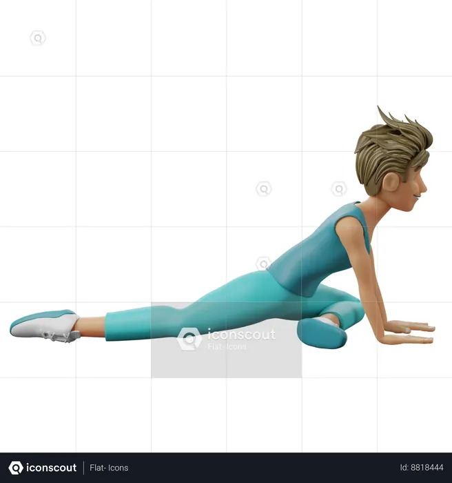 Man Doing Pigeon Pose  3D Illustration