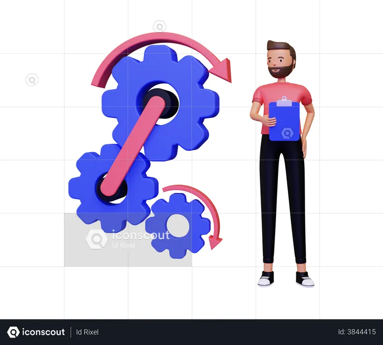 Man doing process with notes  3D Illustration