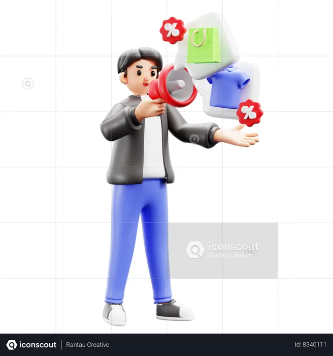 Man doing product Promotion  3D Illustration