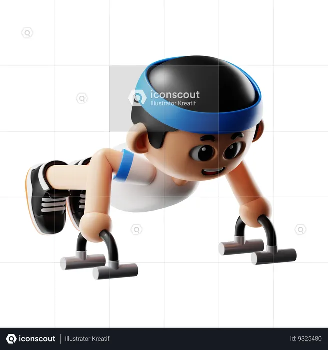 Man Doing Push Up Stand  3D Illustration