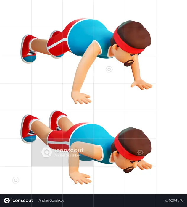 Man doing push ups  3D Illustration