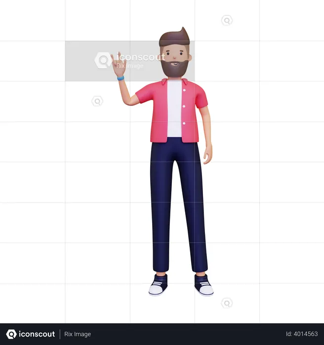 Man doing rock on pose  3D Illustration