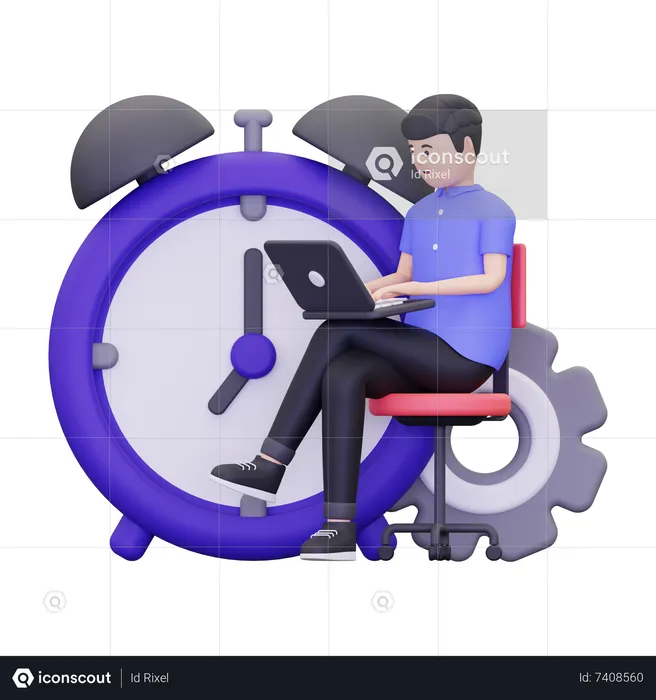 Man doing Scheduled Work  3D Illustration