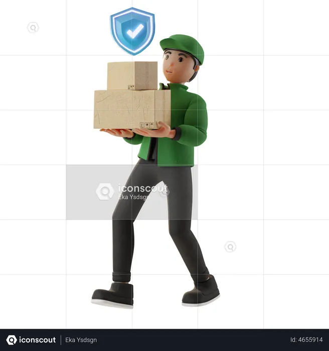 Man doing secure delivery  3D Illustration