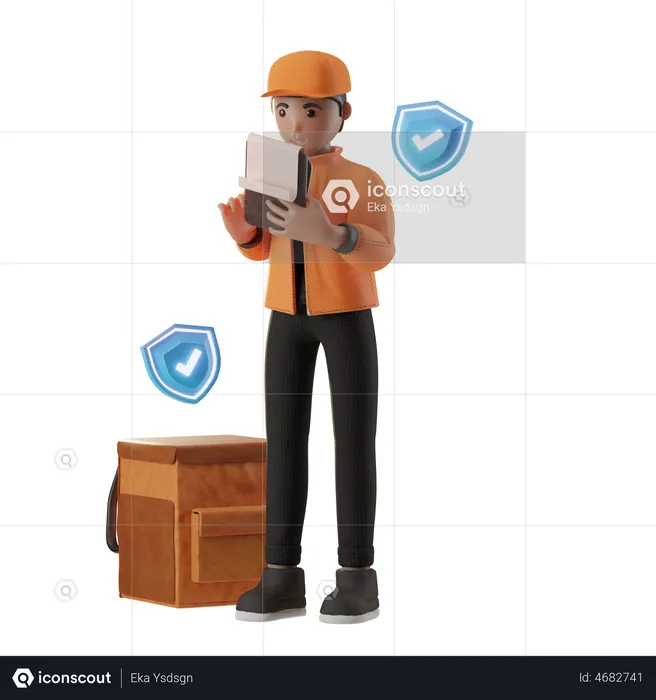 Man Doing Secure Delivery  3D Illustration
